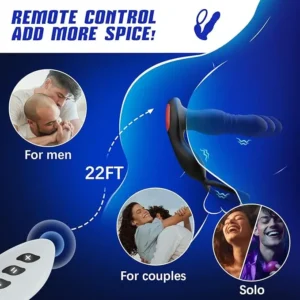 Prostate Massager with Thrusting and 7 Vibration Modes, Includes Cock Ring and Remote Control, Ideal for Men, Women, or Couples.
