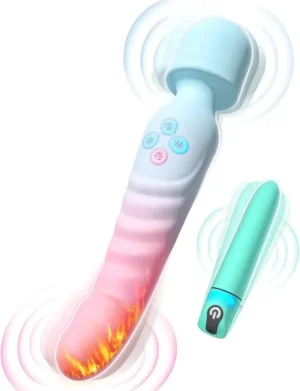 G-Spot Vibrator and Bullet Vibrator Set, 7 Vibration Modes, Waterproof and Heating Wand Massager, Ideal for Women or Couples