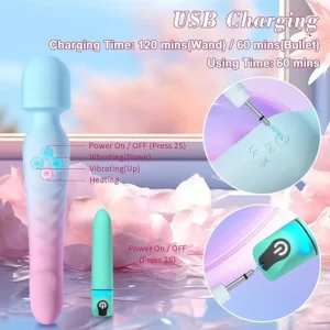 G-Spot Vibrator and Bullet Vibrator Set, 7 Vibration Modes, Waterproof and Heating Wand Massager, Ideal for Women or Couples