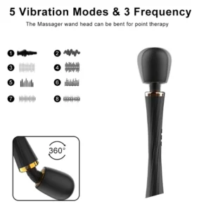 Powerful Cordless Vibrating Wand G-Spot & Anal Stimulation 5 Vibration Modes & 3 Speeds Adult Sex Toys for Women & Partner