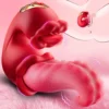 4-in-1 Tongue Thrusting Rose Vibrator - Clitoral & G Spot Sex Toy with 10 Licking & Vibration Modes for Women and Couples
