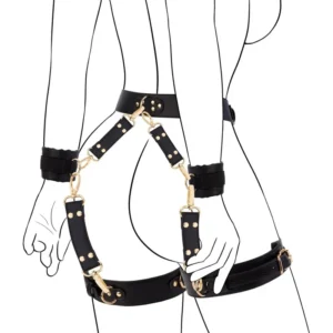 UTIMI Sex Bondage BDSM Kit Restraints Adult SM 6PCS Sets with Adjustable Handcuffs Ankle Cuff Thigh Cuffs Waist Strap Blindfold