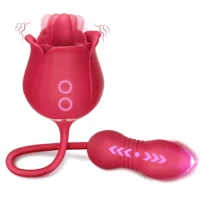 Telescopic Rose Vibrator Vagina Clitoris Stimulator Tongue Licking With Dildo Thrusting Vibrating Sex Toys for Women Female Sexy