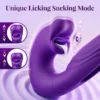 3 IN 1 Tongue Licking Thrusting G Spot Clitoris Massage Vibrator Vibrating Dildo Anal Butt Plug Adult supplies Sex Toy for Women