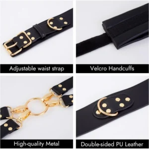 UTIMI Sex Bondage BDSM Kit Restraints Adult SM 6PCS Sets with Adjustable Handcuffs Ankle Cuff Thigh Cuffs Waist Strap Blindfold