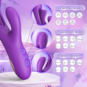 3 in 1 Tongue Licking Flapping Vibrator Dildo Rabbit Sex Toys - G Spot Vibrator Massager for Women Clitoral Nipple Stimulation