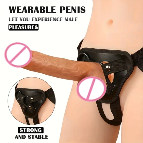 Men Strap On Dildo Panties Wearable Solid Penis Lengthen Sleeve Strapon Dildo Pants Harness Belt for Man Sex Toys For Woman Gay