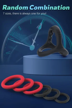 Silicone Cock Penis Rings Set with 7 Different Sizes for Erection Enhancing,Long Lasting Stronger Strechy Adult Sex Toys