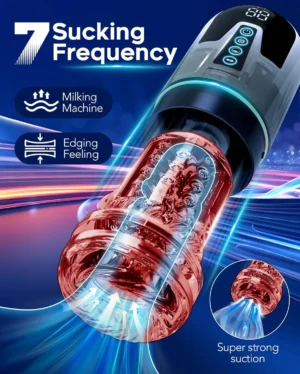 Upgrade Electric Automatic Male Masturbator Penis Pump with 7 Sucking 7 Thrusting Rotating Vibrator Modes Blowjob Adult Sex Toys