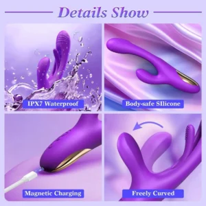 3-IN-1 Rabbit Vibrator for Women Powerful Tapping Flapping Vibrator Clitoral Stimulator Massager Female G-Spot Finger Dildo Sex