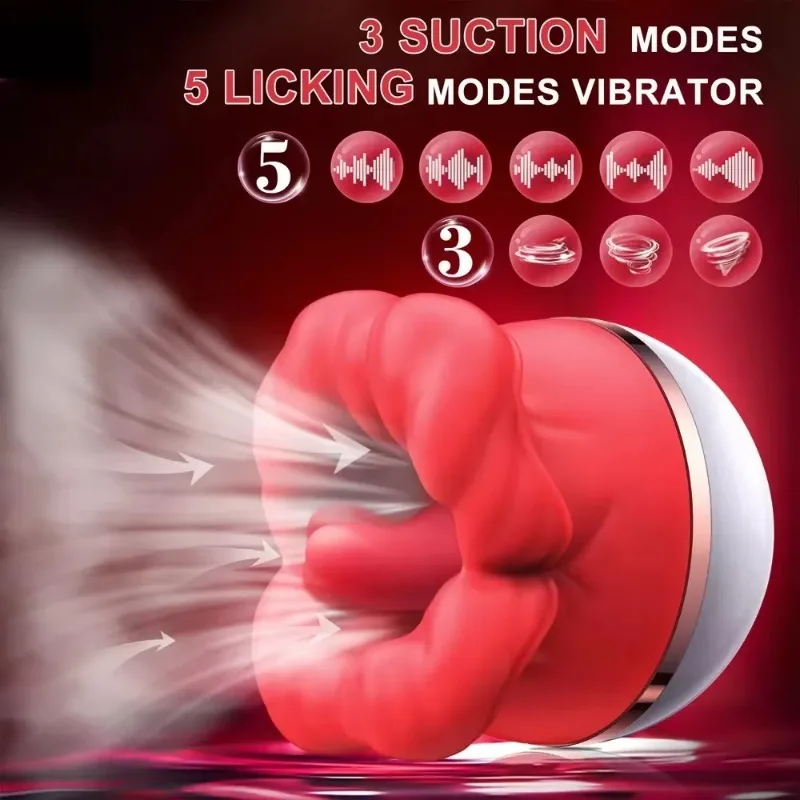 Rose Red Lips Vibrator Vagina Tongue Licker Clitoral Stimulator g-spot Massager Female Masturbator Adult Erotic Products