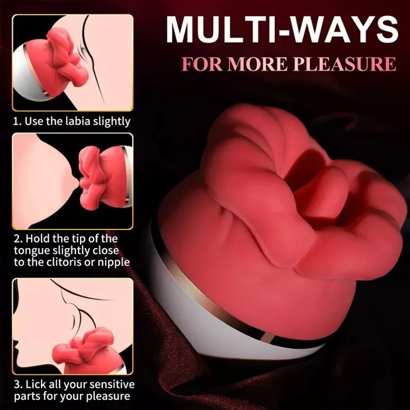 Rose Red Lips Vibrator Vagina Tongue Licker Clitoral Stimulator g-spot Massager Female Masturbator Adult Erotic Products