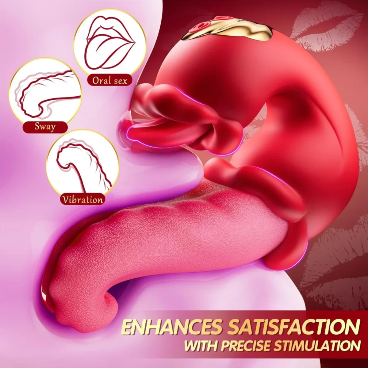 Rose Clit Stimulator Vibrator for Women G Spot Pleasure Toy with Tongue Thrusting & Sucking Adult Sex Toys Couples Rechargeable