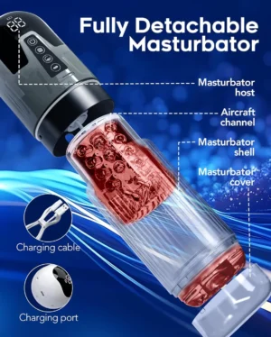 Upgrade Electric Automatic Male Masturbator Penis Pump with 7 Sucking 7 Thrusting Rotating Vibrator Modes Blowjob Adult Sex Toys