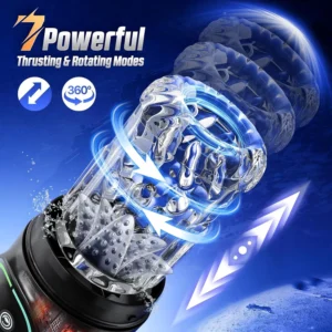 Automatic Thrusting Rotation Male Masturbator Sucking Licking LCD Vacuum Penis Pump Water SPA Real Pocket Pussy Sex Toys for Men